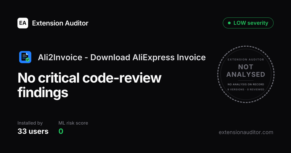 Ali2Invoice - Download AliExpress Inv... - Security Analysis