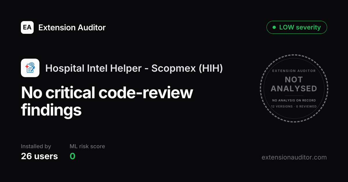 Hospital Intel Helper - Scopmex (HIH) - Security Analysis