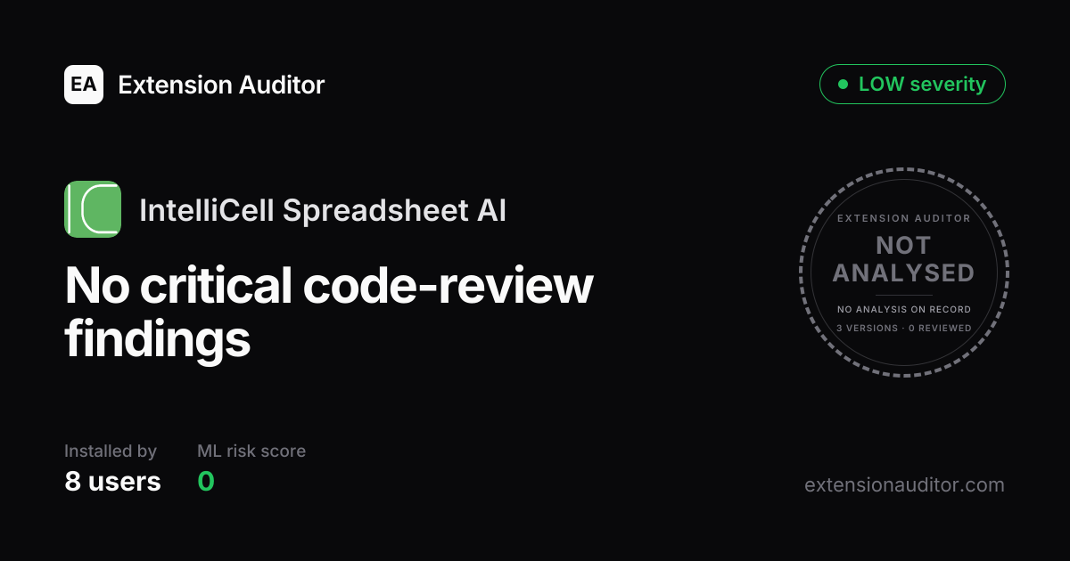 IntelliCell Spreadsheet AI - Security Analysis