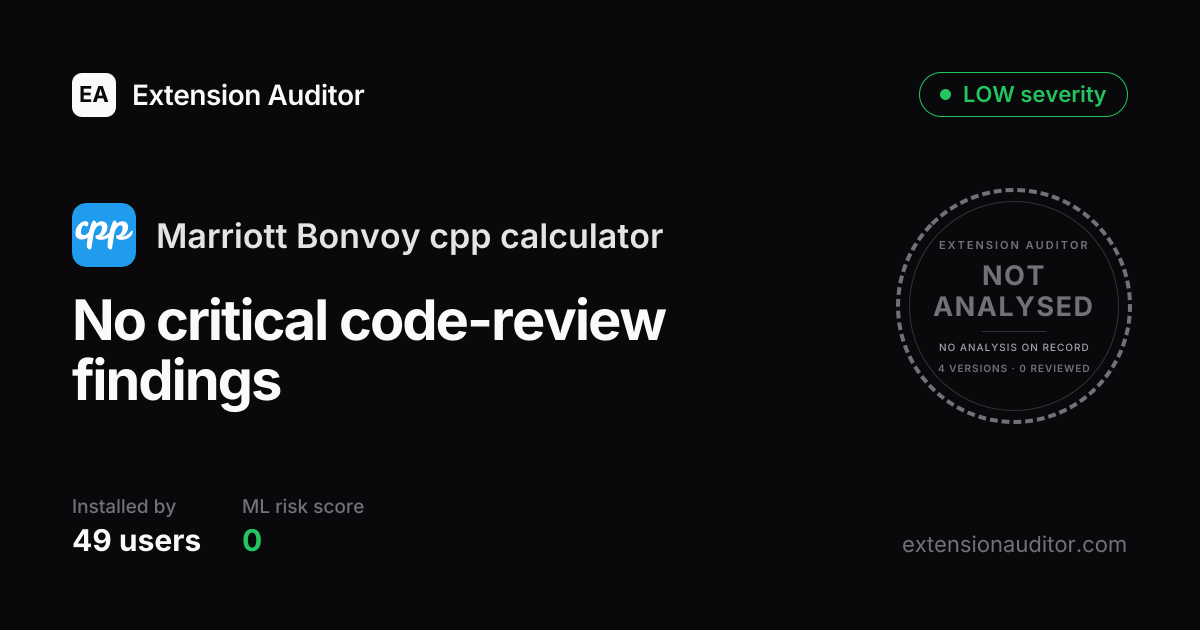 Marriott Bonvoy cpp calculator - Security Analysis