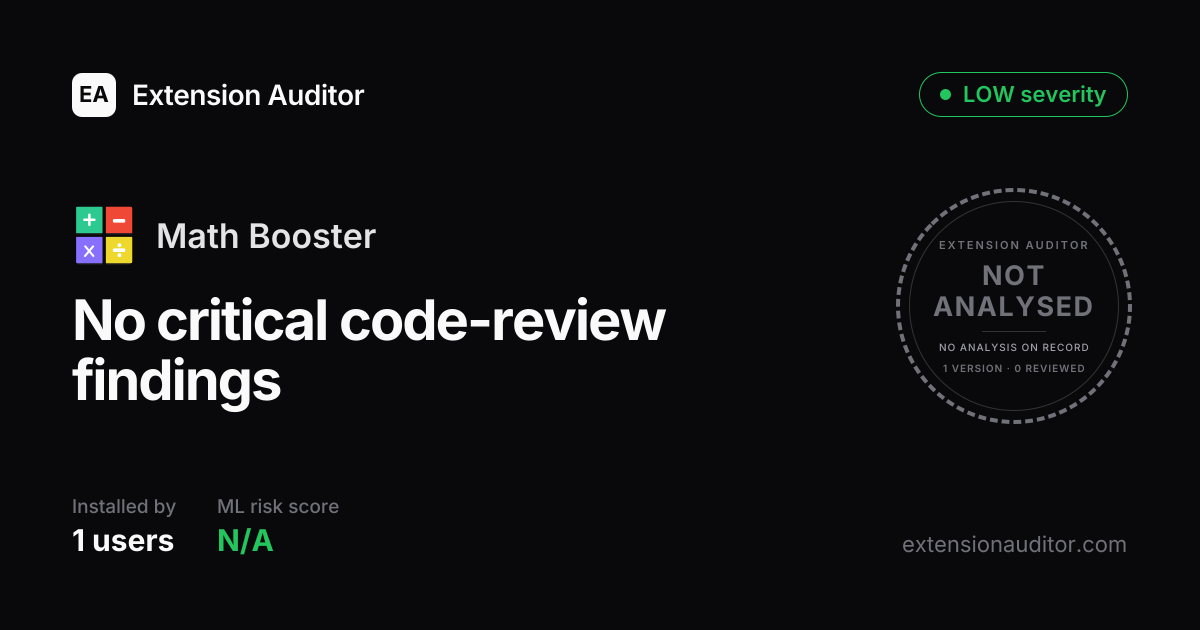 Math Booster - Security Analysis | Extension Auditor