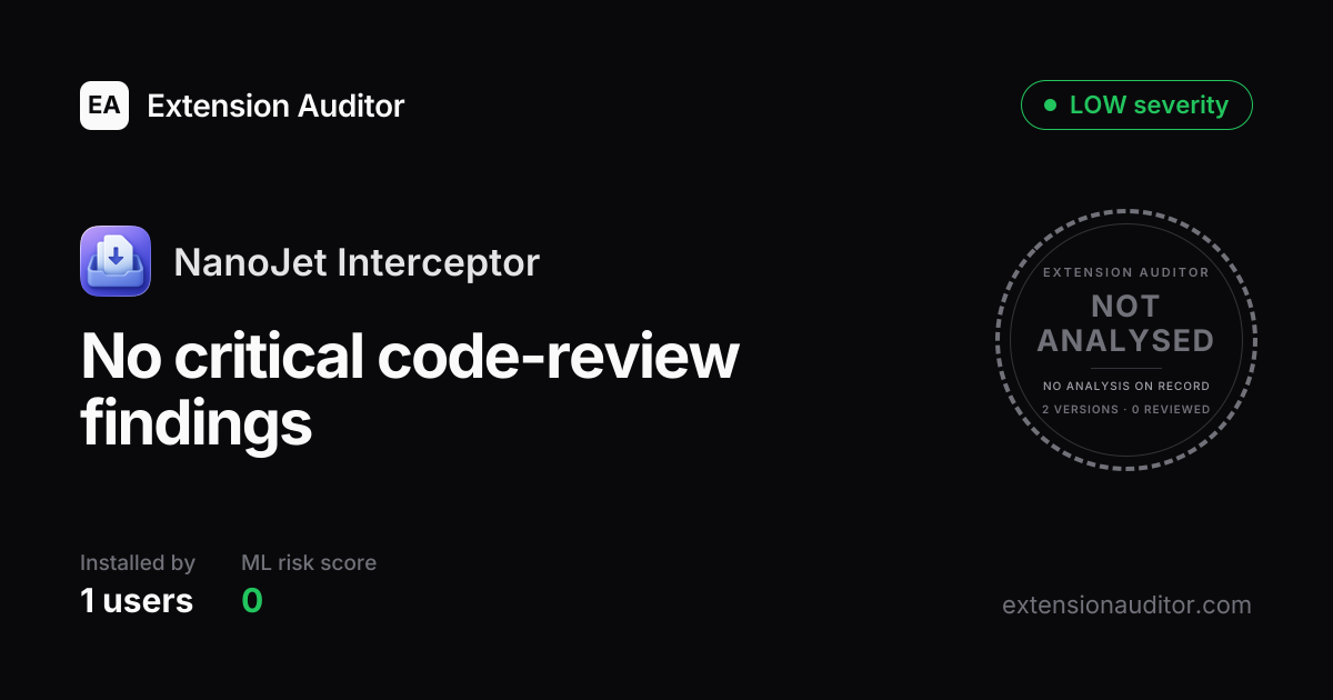 NanoJet Interceptor - Security Analysis | Extension Auditor