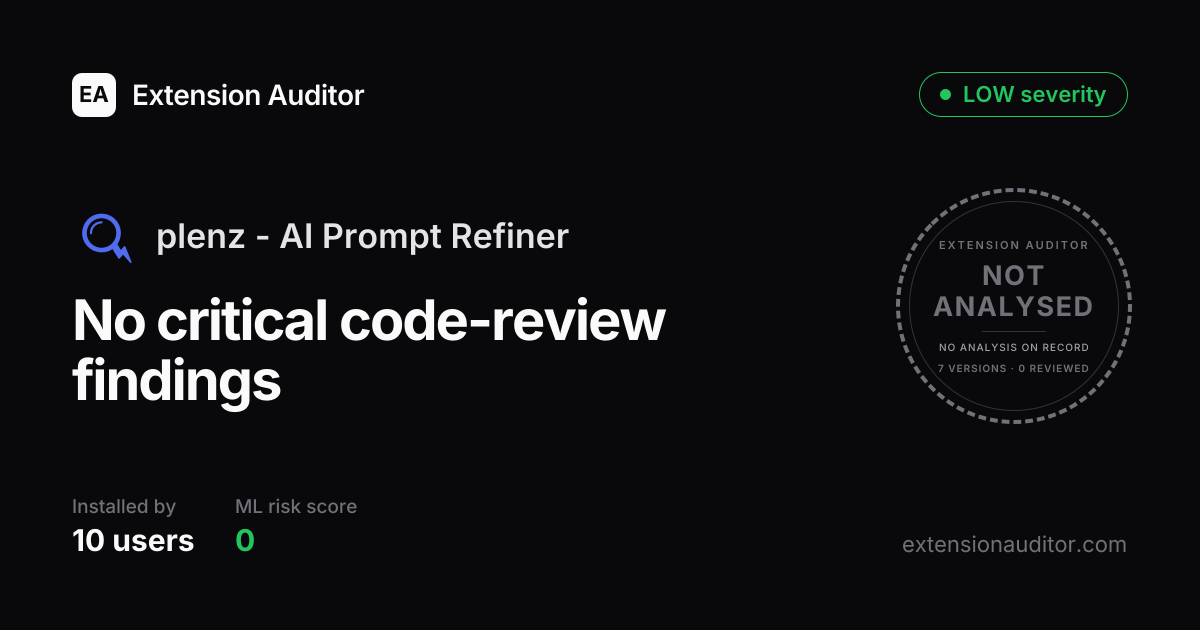 plenz - AI Prompt Refiner - Security Analysis