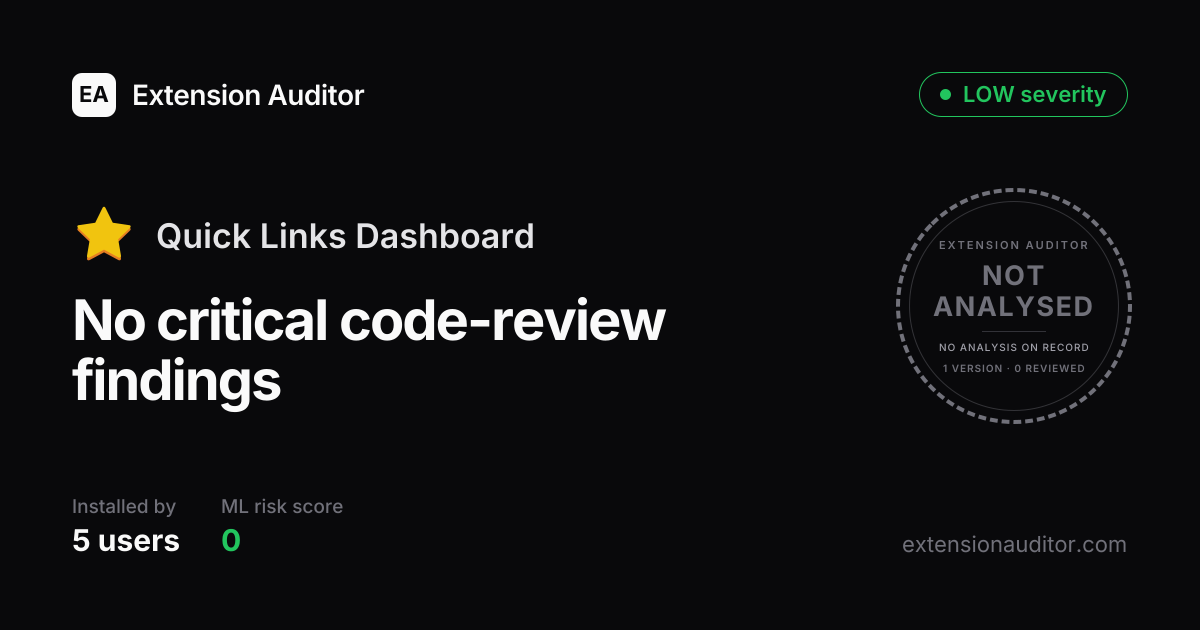 Quick Links Dashboard - Security Analysis