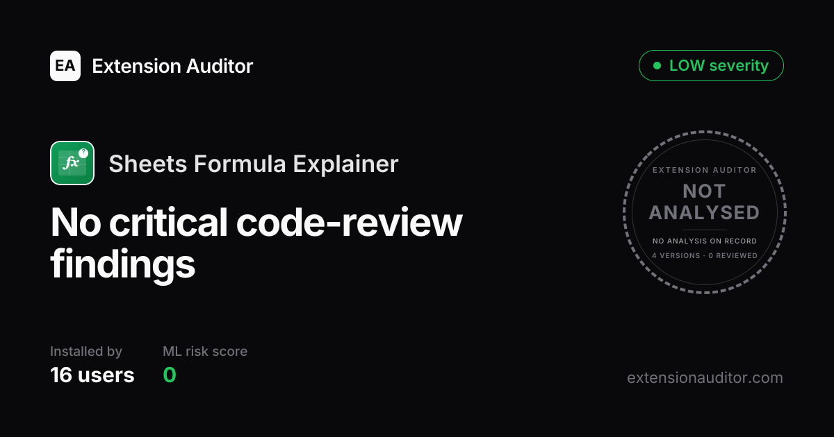 Sheets Formula Explainer - Security Analysis