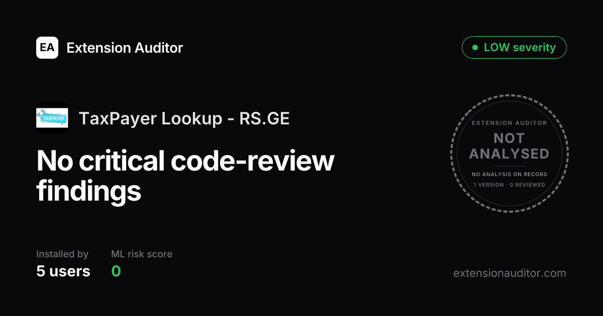 TaxPayer Lookup - RS.GE - Security Analysis