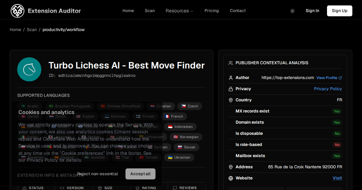 Turbo Lichess AI - Best Move Finder - Security Analysis