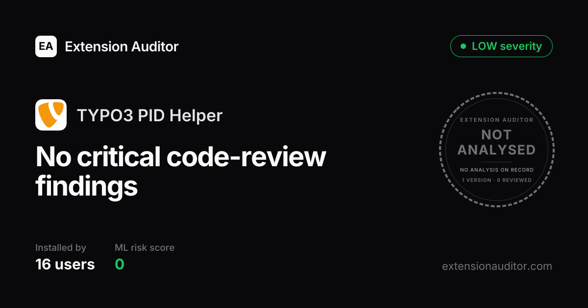 TYPO3 PID Helper - Security Analysis