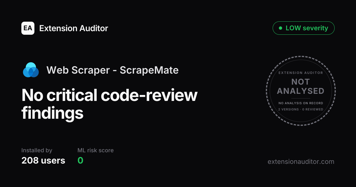 Web Scraper - ScrapeMate - Security Analysis